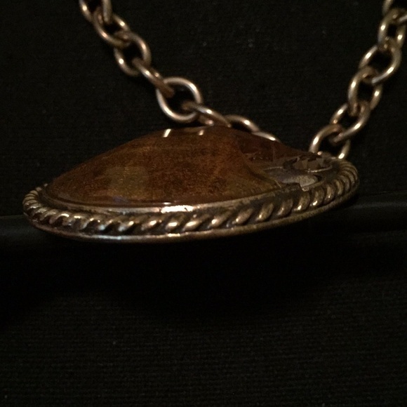 Handcrafted Burnished Gold 3D Pendant Necklace - Picture 4 of 11